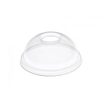 PET dome lid for smoothie cups with hole