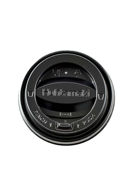 Deckel mit Klappverschluss Tear Tab, PS, schwarz, für 80,0mm
