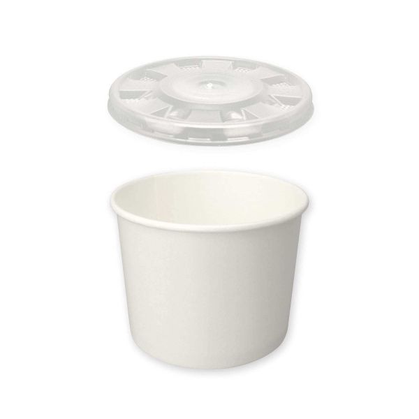 Food Container Papier 300 ml weiß mit Deckel