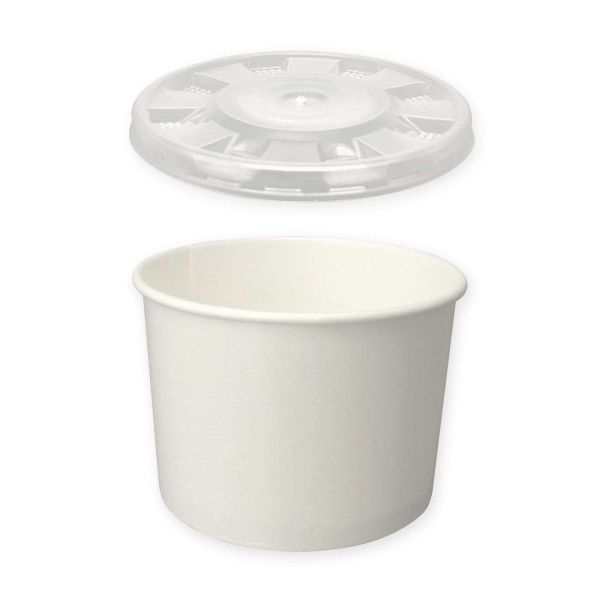 Food Container Papier 400 ml weiß mit Deckel