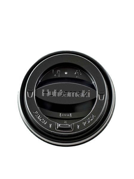 Deckel mit Klappverschluss Tear Tab, PS, schwarz, für 90,0mm